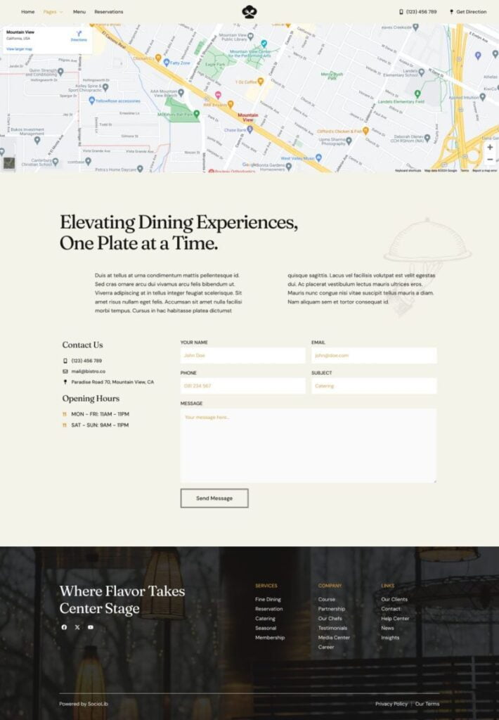 Bistro  Restaurant & Catering Services Elementor Template Kit