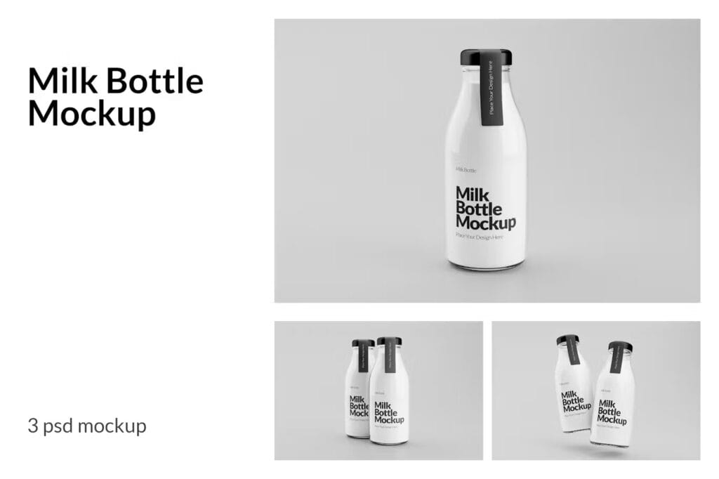 Milk Bottle Glass Mockup