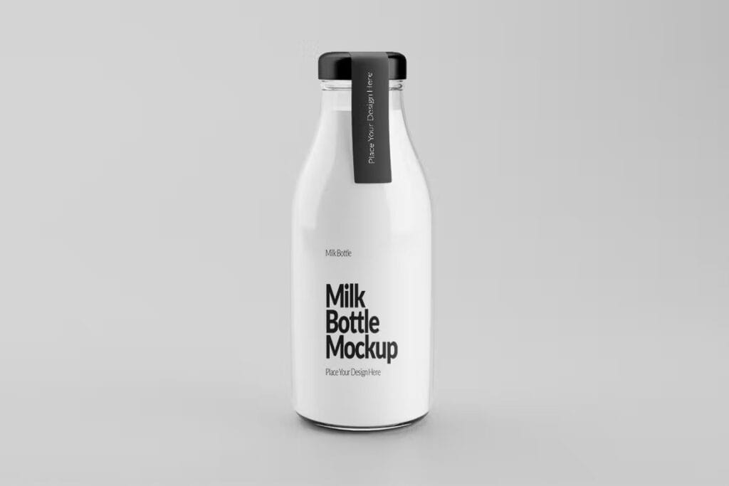 Milk Bottle Glass Mockup