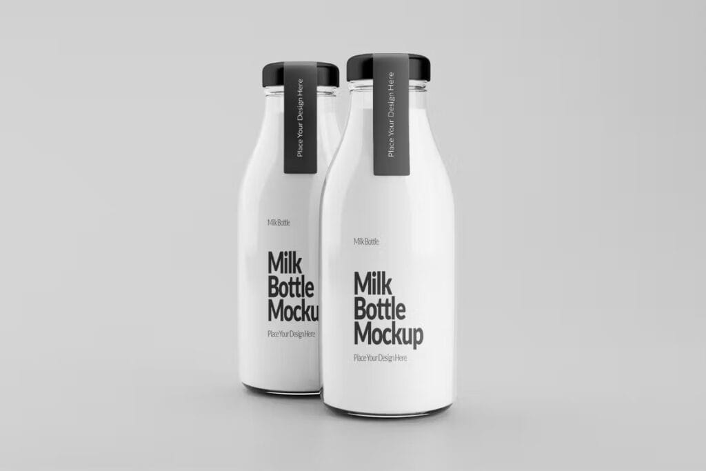 Milk Bottle Glass Mockup