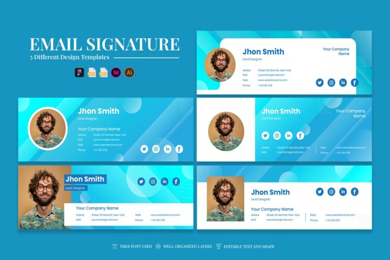 Email Signature,Business Blue