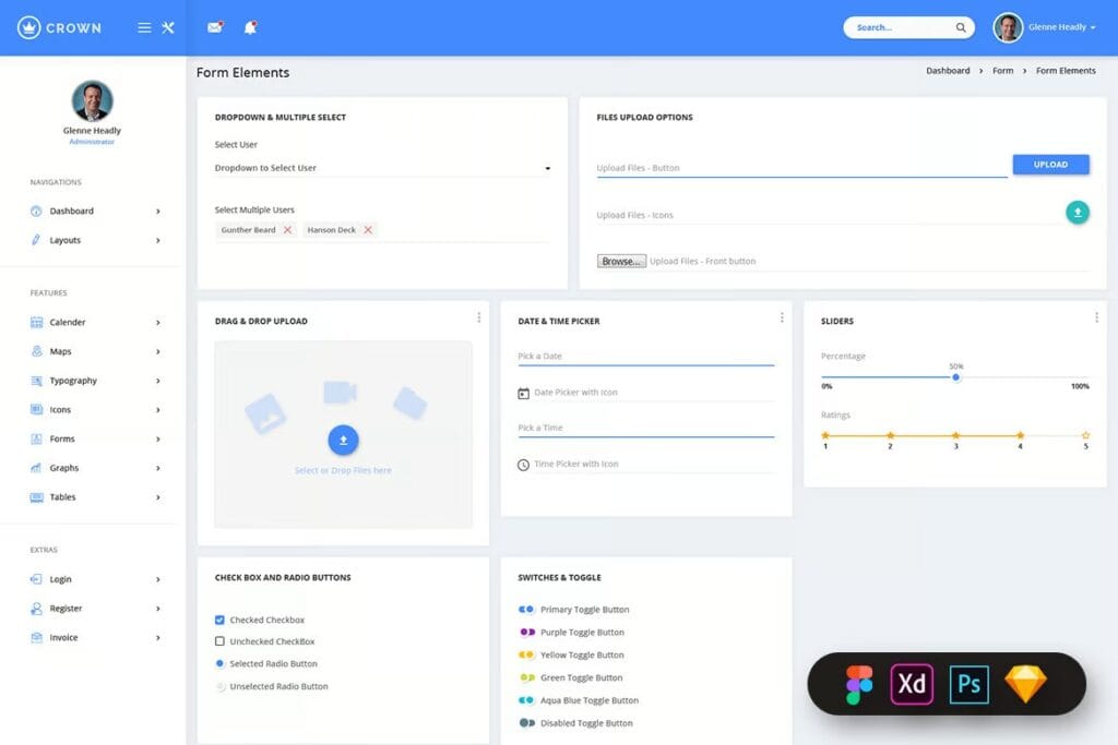 Material Crown Dashboard Template UI Kit