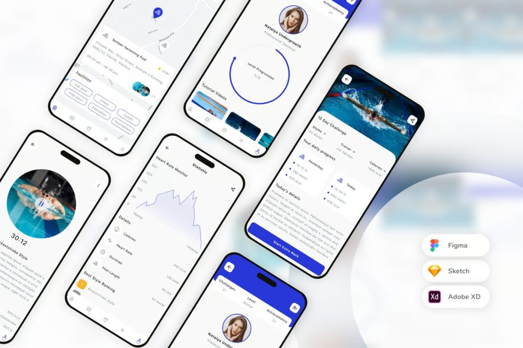 Swimming Coach Mobile App UI Kit