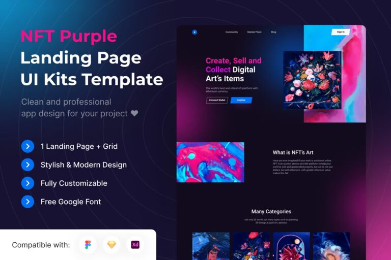 NFT Purple, Theme Landing Page,