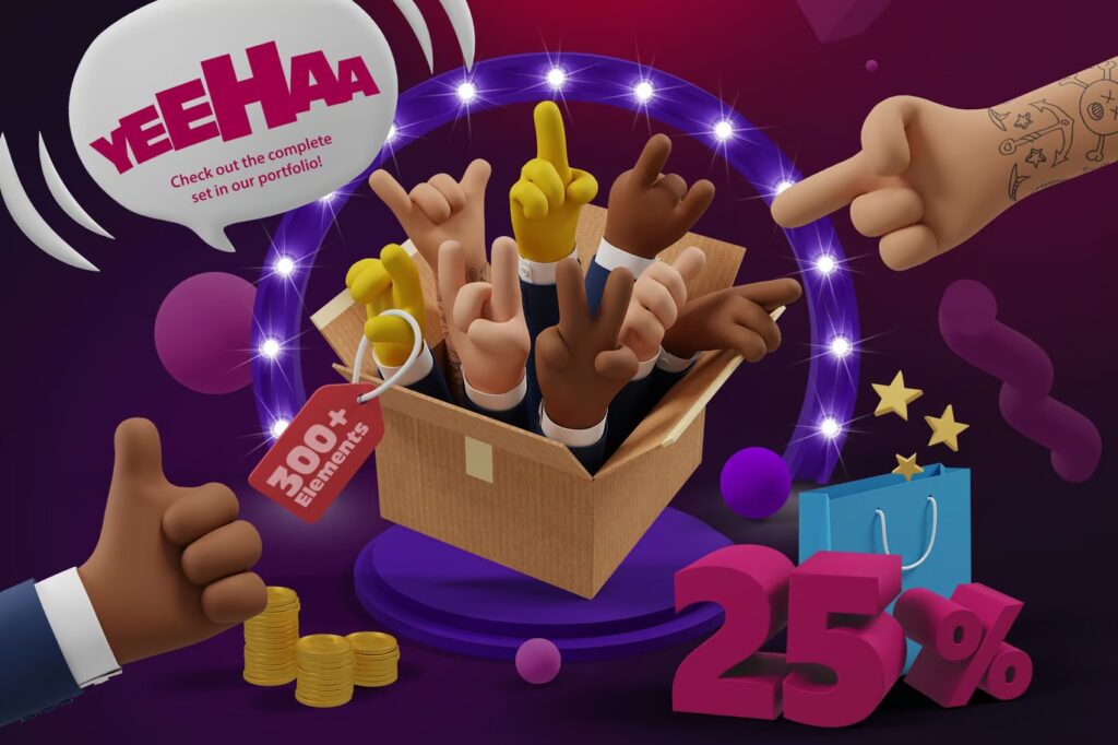 3D Hand Scene Builder Percent Numbers